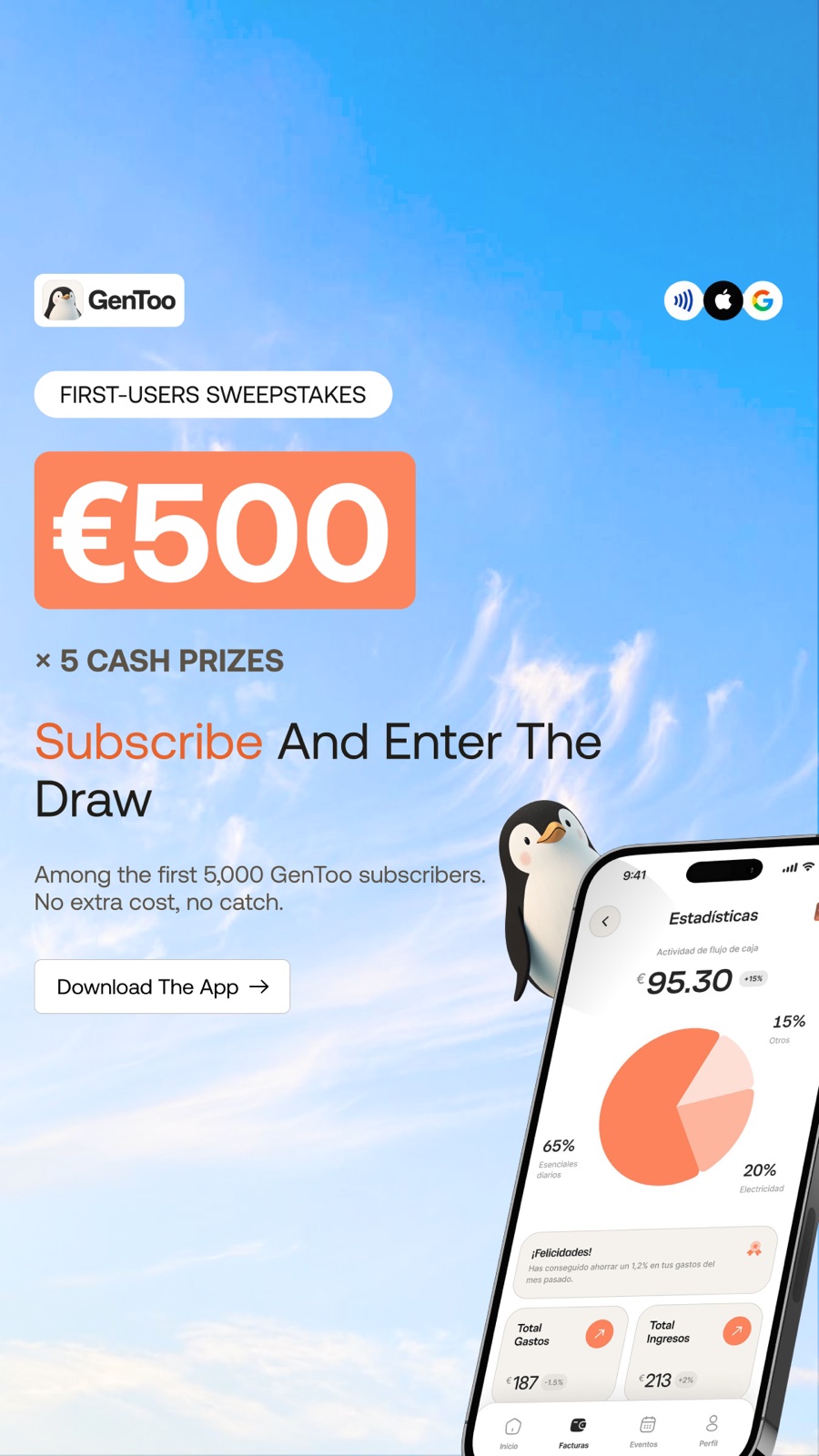 Creativo de story del sorteo de GenToo: gana 500 €