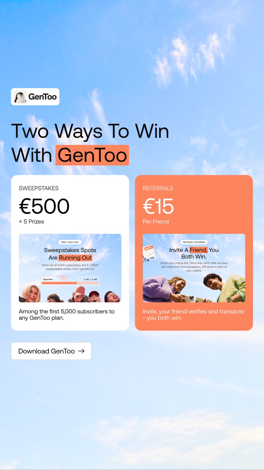 Creativo de story del sorteo de GenToo: quedan pocas plazas