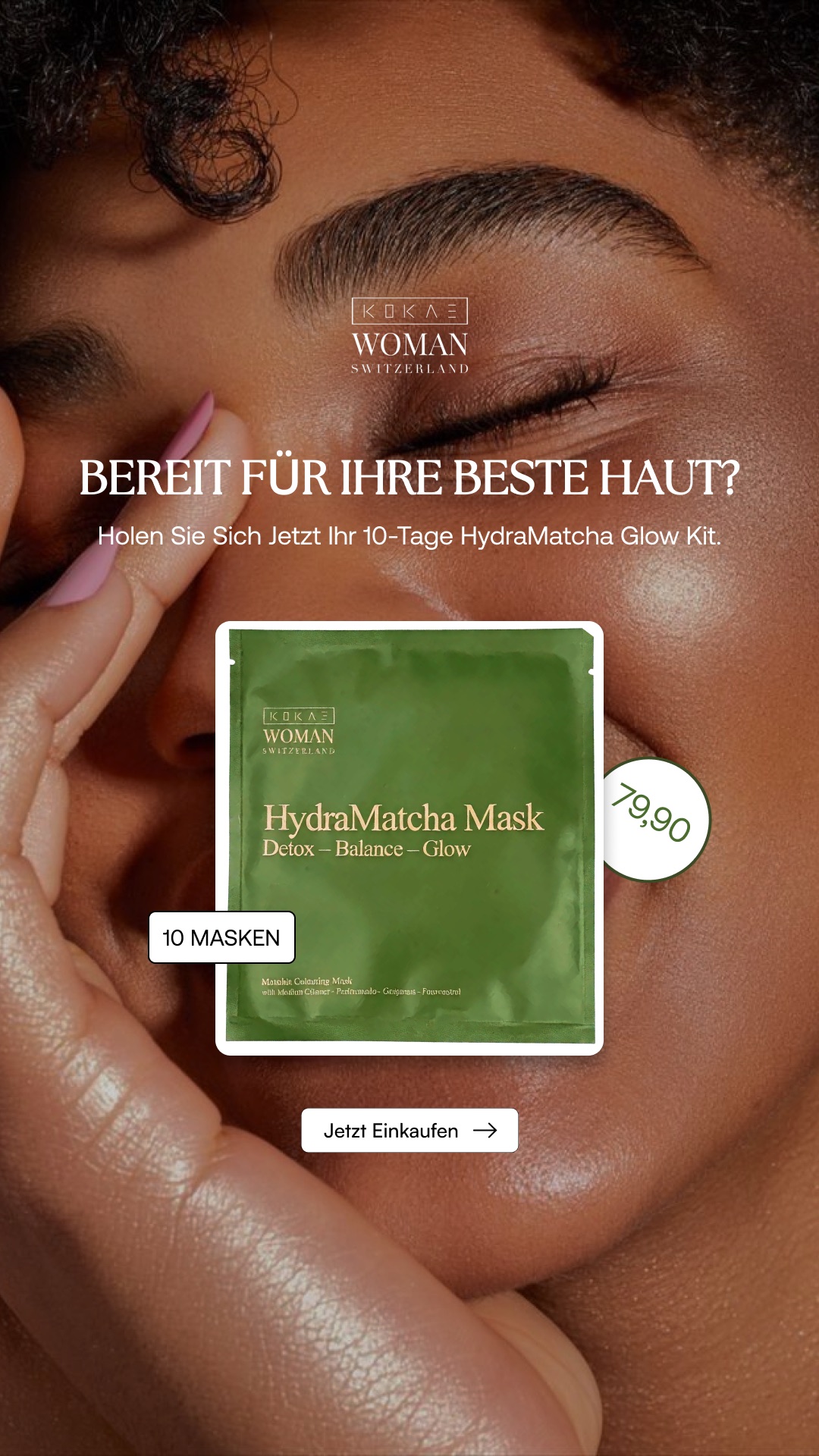 Kokae Luxus-Editorial — HydraMatcha-Maske