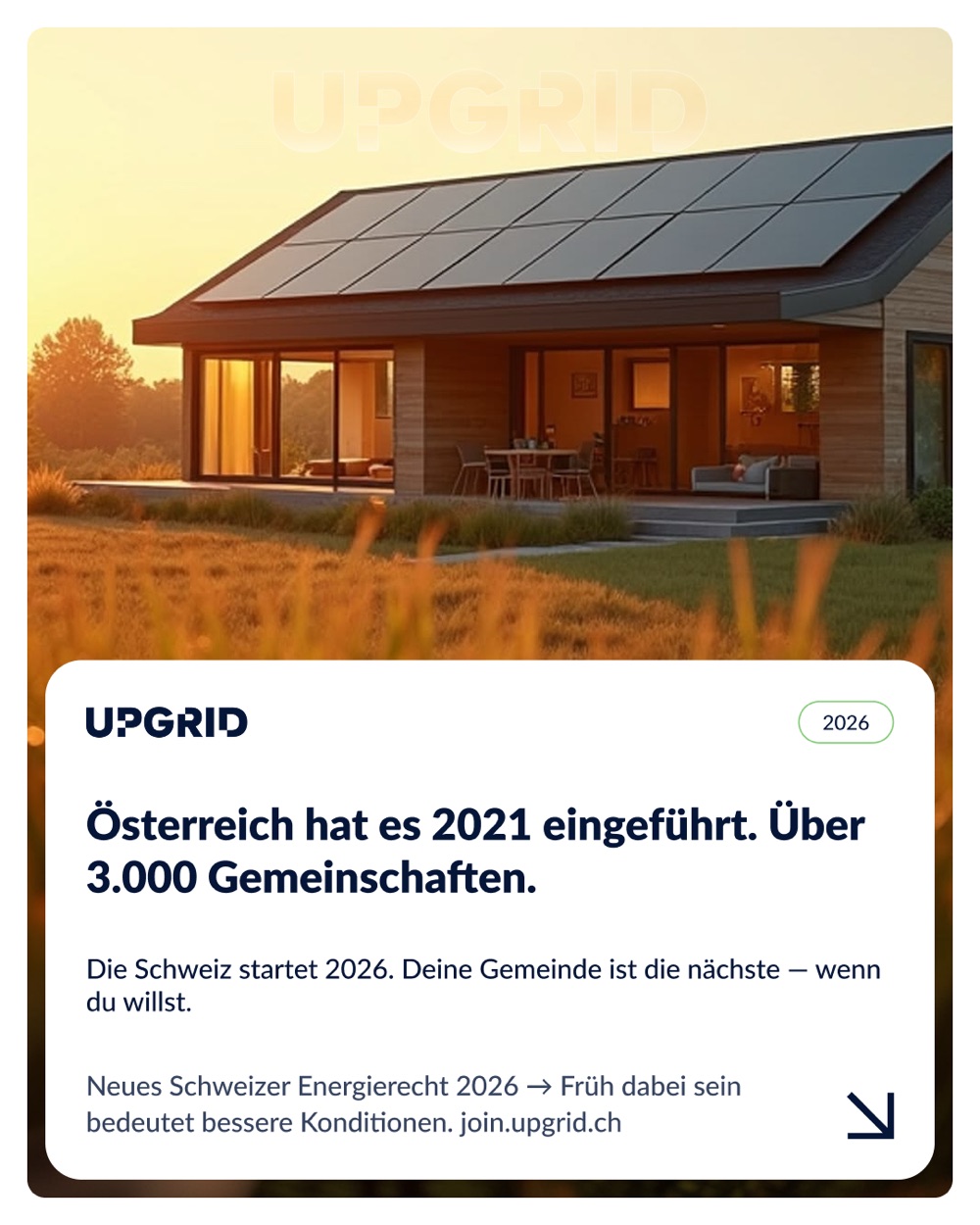 UPGRID Feed-Anzeige — werde Teil der lokalen Energiegemeinschaft